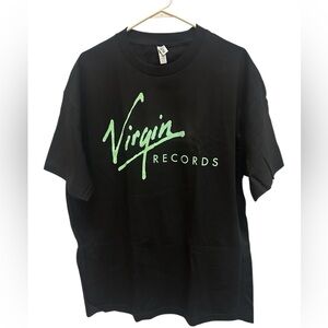 NEW Virgin Records Logo Tee Black Green Writing Official merchandise